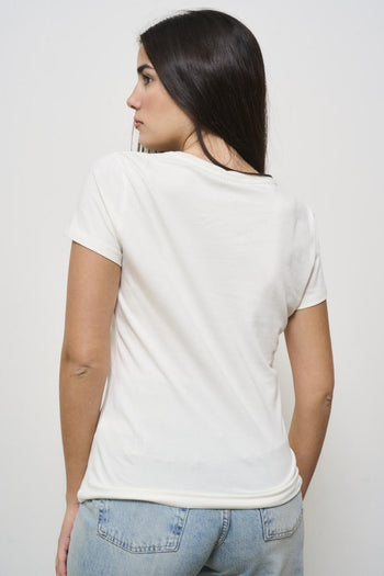 Women's white crew neck t-shirt - 4