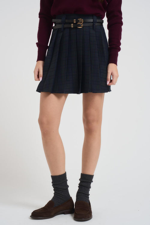 Gonna donna a pieghe verde