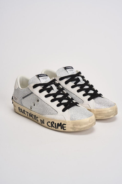 Sneakers donna glitterato argento - 2
