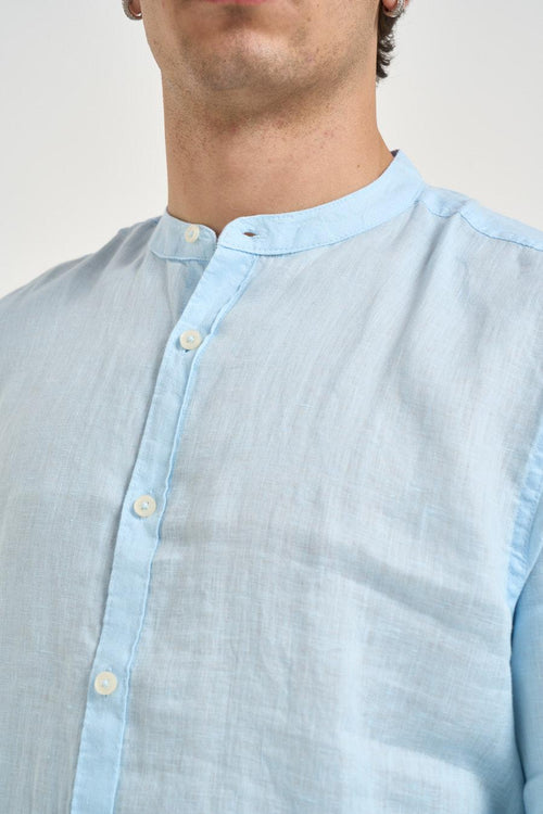 Camicia uomo in lino azzurra - 2