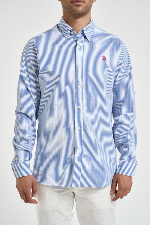 Camicia uomo a righe celeste