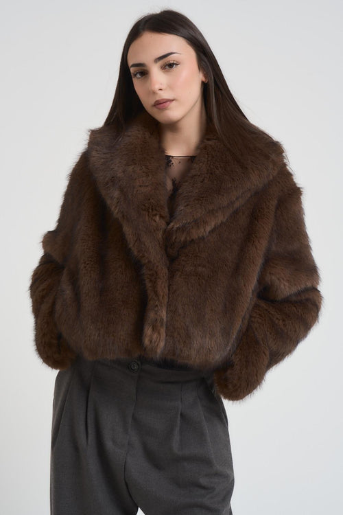 Ecopelliccia donna corta moro