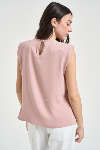 Blusa donna drappeggiata rosa - 4