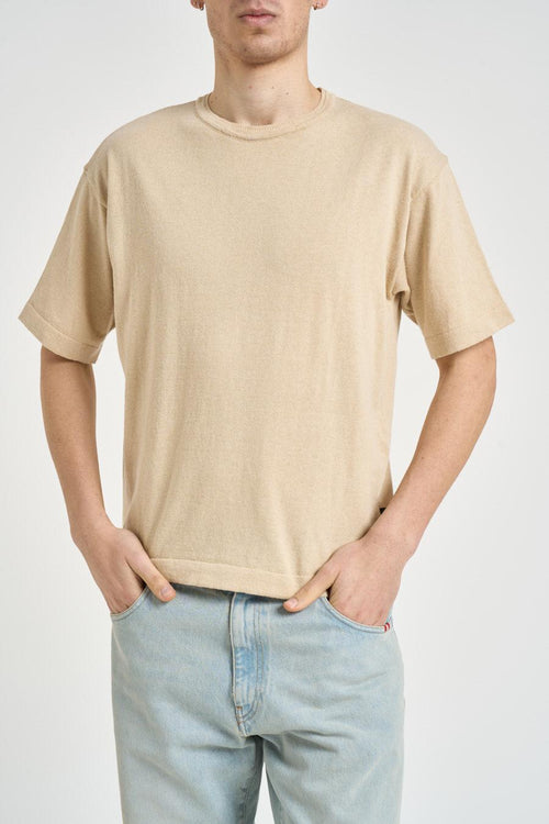 T-shirt uomo in maglia crema