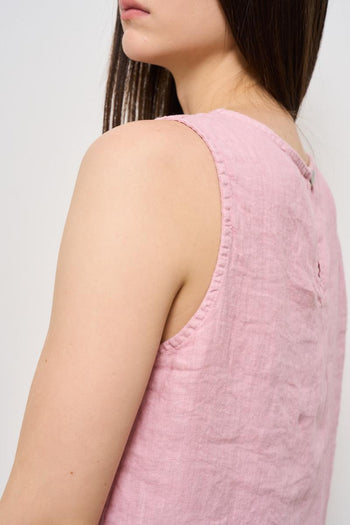 Top donna in lino rosa - 5