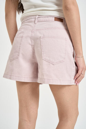 Shorts donna in denim con laccio rosa - 4