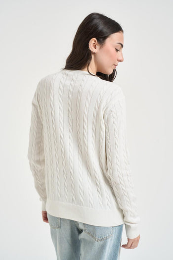 Maglia donna a treccia bianca - 3