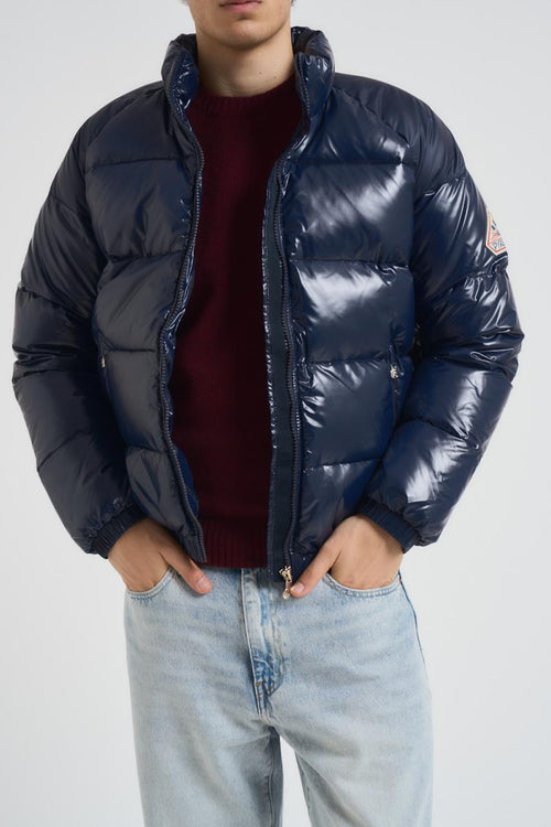 Piumino uomo in nylon lucido blu