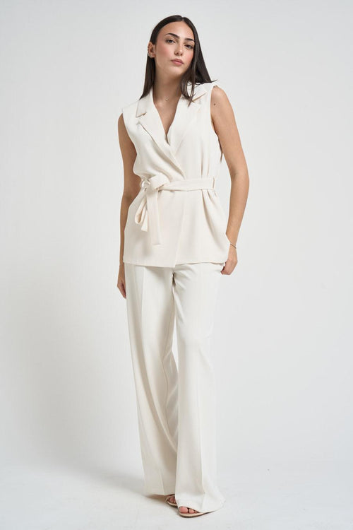 Abito donna gilet e pantalone latte