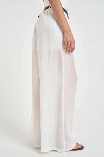 Pantalone donna satinato bianco - 4