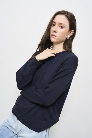 Maglia donna girocollo blu - 4