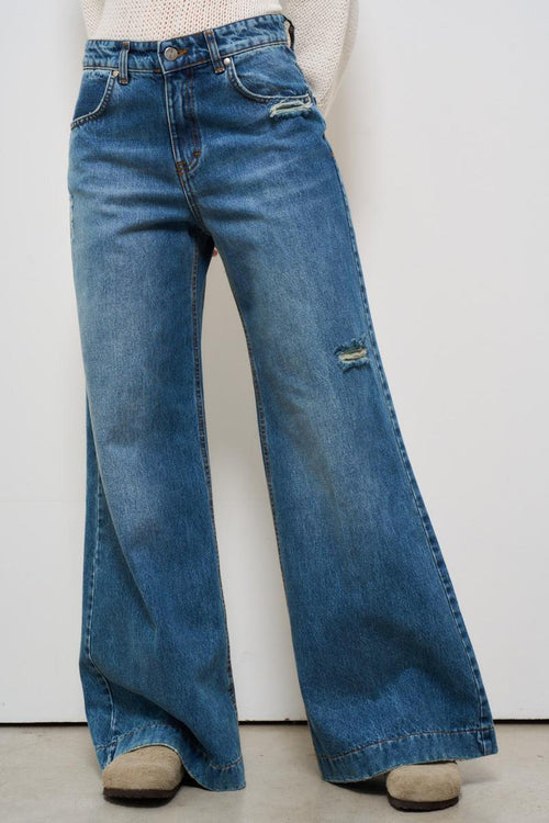 Jeans donna a palazzo in denim medio