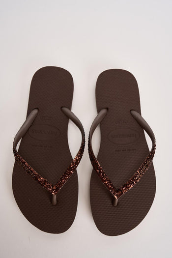 Infradito donna con glitter marrone - 6