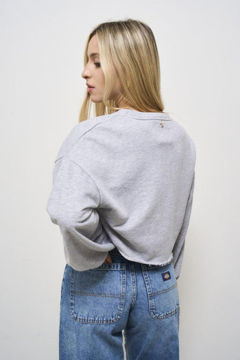 Cropped grey women's sweatshirt - 4