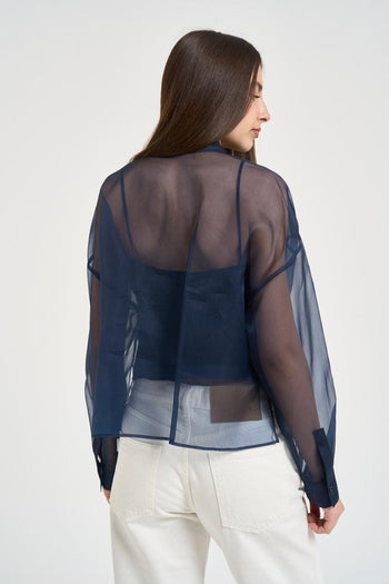 Camicia donna trasparente blu - 3