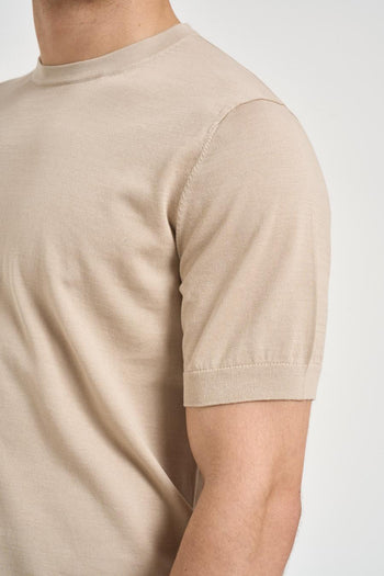 T-shirt uomo in maglia beige - 3
