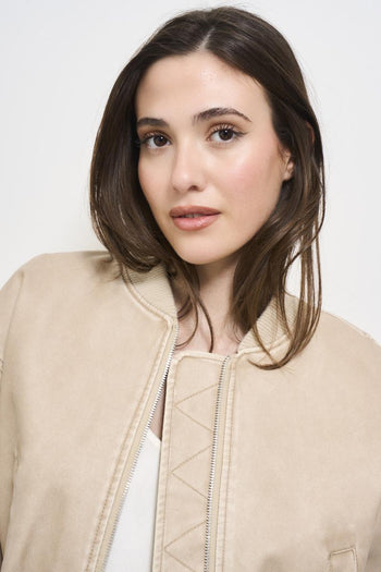 Bomber donna beige in ecopelle - 4
