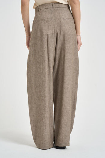 Pantalone donna wide leg tortora - 3