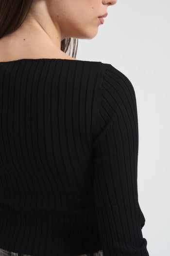 Maglia donna con dettaglio cut-out nera - 5