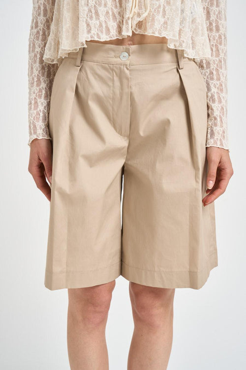 Bermuda donna con pinces beige - 2
