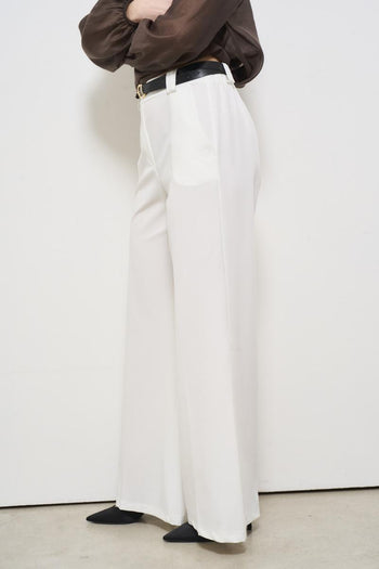 White women's trousers with belt - 3