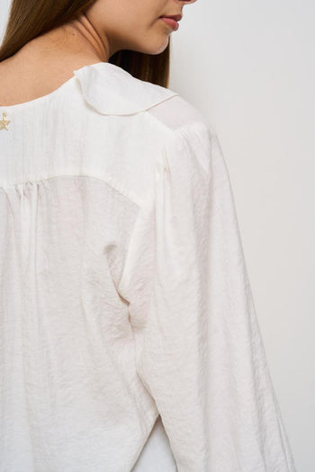 Blusa donna bianca con rouches - 4