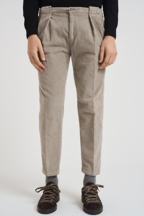 Pantalone uomo dritto in velluto panna - 2