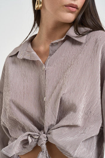 Abito donna a righe marrone e bianco - 4