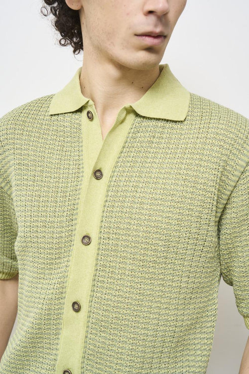 Polo uomo in maglia bicolor verde - 2