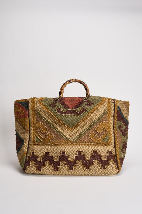 Borsa donna a mano in tessuto multicolore