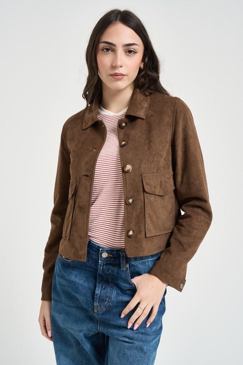 Giacca donna in suede marrone - 2