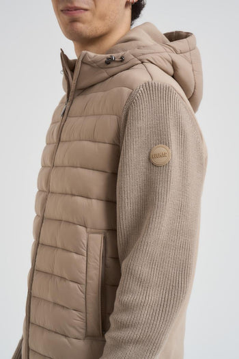 Piumino uomo con manica in maglia beige - 5