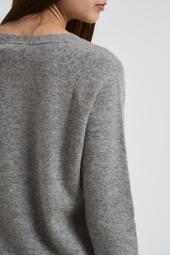 Maglia donna scollo a V grigia - 4