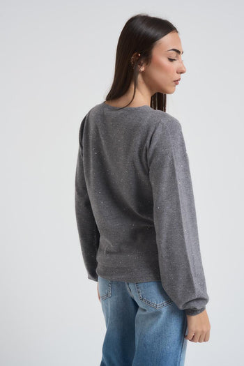 Maglia donna scollo a V grigia - 4