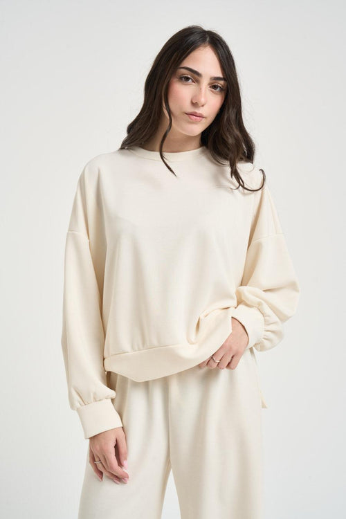 Felpa donna cropped burro - 2