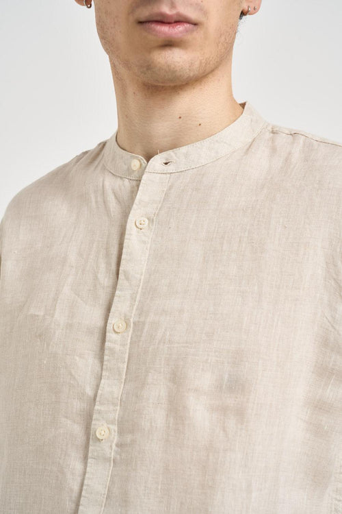 Camicia uomo collo alla coreana panna - 2