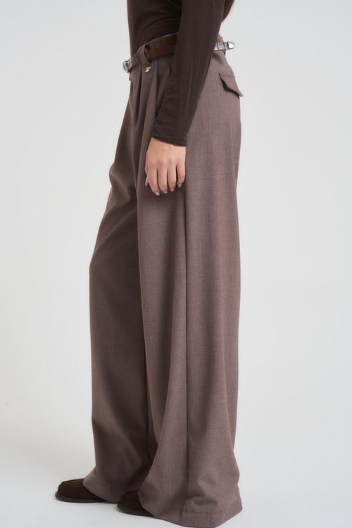 Pantalone donna a palazzo nocciola - 2