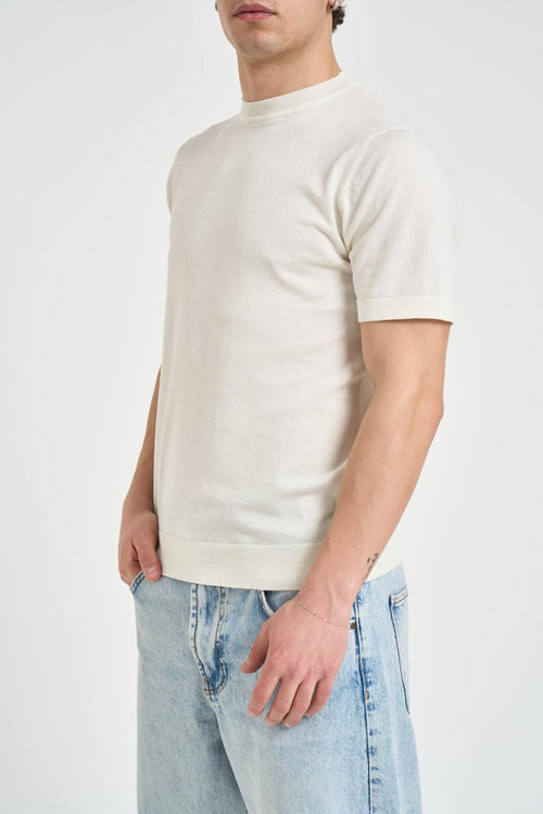T-shirt uomo in maglia bianca - 2