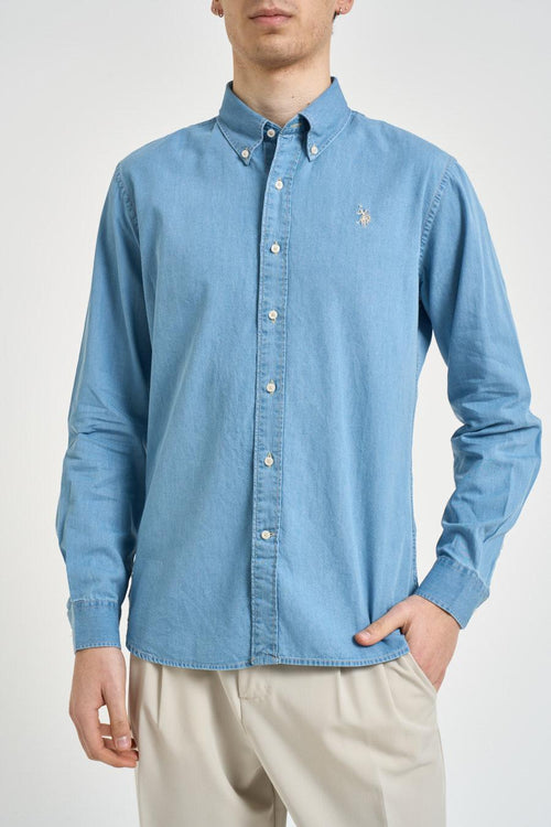 Camicia uomo in denim chiaro