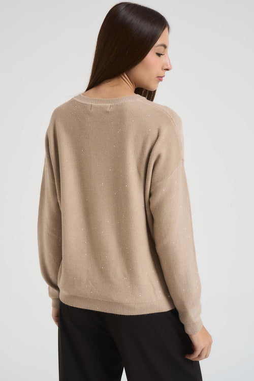 Maglia donna girocollo beige - 2