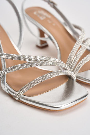 Sandalo donna argento con strass - 4