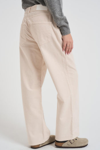 Pantalone donna a costine panna - 3