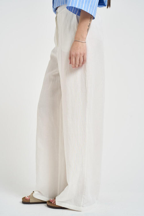 Pantalone donna gamba larga bianco - 2