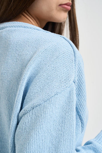 Cardigan donna cropped celeste - 4