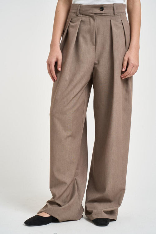 Pantalone donna gamba ampia beige