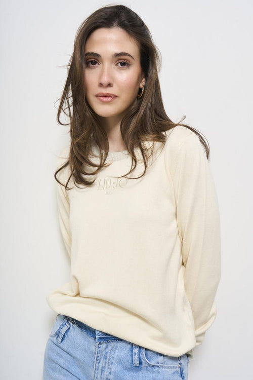Maglia donna girocollo panna