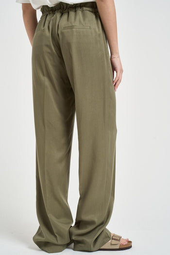 Pantalone donna palazzo verde oliva - 6
