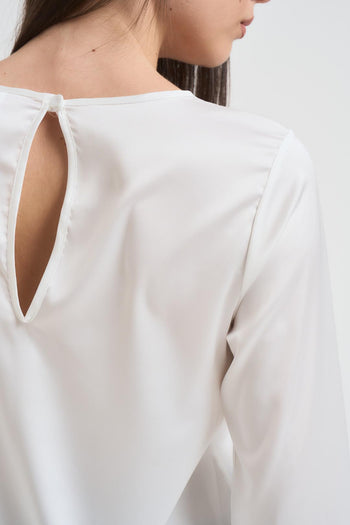 Blusa donna satinata bianca - 6