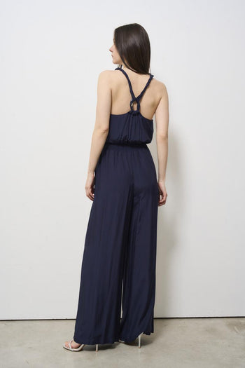 Midnight blue women's jumpsuit dress - 4