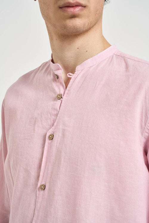 Camicia uomo in lino rosa - 2